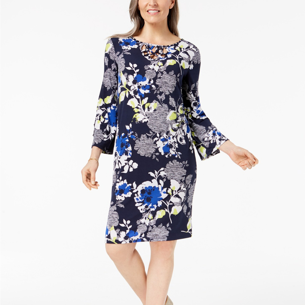 Alfred Dunner Royal Street Bell Sleeve Shift Dress